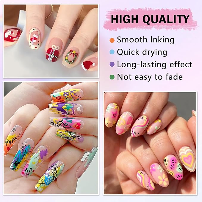 Nail Art Pens Set, 36 Colors Nail Art Markers Polish Pens for Painting Nails, Acrylic Paint Drawing Painting Dotting Markers Pen Quick Drying Nail Art Design Manicure Tools