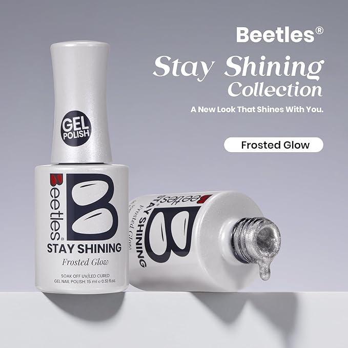 Beetles Stay Shining Silver Cat Eye Gel Nail Polish - 15ML Frosted Glow Silver Glitter Cat Eye Gel Polish with Magnet Soak Off UV Velvet Nail Polish Salon DIY Manicure Gift for Women