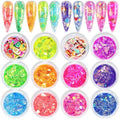 Nail Art Iridescent Sequins 3D Glitter Flakes Makeup Chunky Fruits Slices Polymer Manicure Accessories for Acrylic Nails Resin Crafts Makeup Decorations