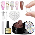 3D Gel Nail Art Kit-Mocha Nude Solid Builder Gel for Nails 3D Sculpting Carving Building Modeling Hard Extension for Beginner DIY Salon at Home Cured Needed