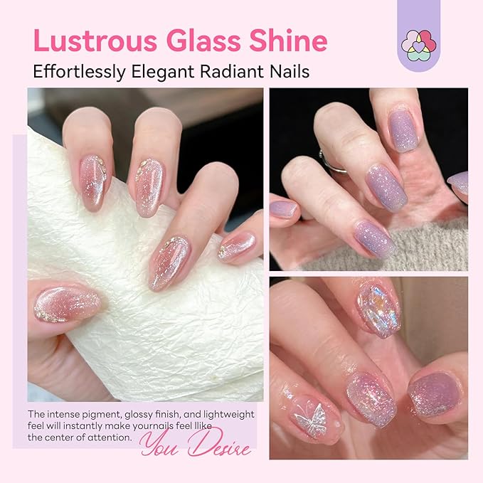 SAVILAND Glitter Gel Nail Polish Set: Jelly 2026 60ml 12 Colors Crystal Shiny Gloss Light Pink Gel Polish Art Pen Spring Magnetic Gel Polish Glitter Nail Polish Gifts Home Manicure DIY