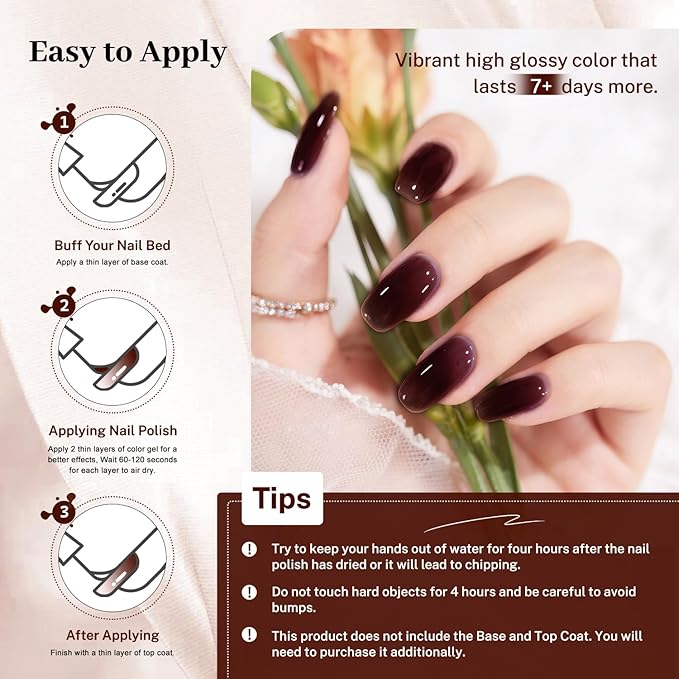 16.5ml Jelly Dark Red Nail Polish Large Volume Quick Dry Nail Polish, Long Lasting Shine, Fingernail Toenail Nail Art DIY Home Travel Nail Art Gift