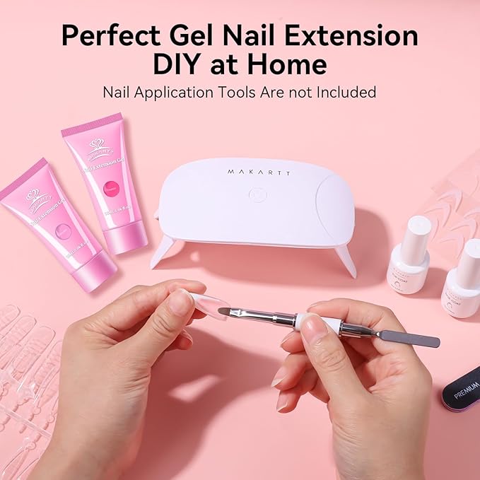Makartt Hema-Free Poly Nail Gel Set: Sheer & Neon Pink Colors, Strong Builder for Extension Overlay Strengthener 3D Diy, Long-lasting for Nails French Manicures Home Salon-2PCs 30ML