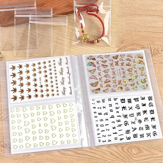 Nail Art Sticker Storage Book Collecting Album 80 Slots Empty Storage Holder Binder Book Plastic Nail Stenicls Organizer Easy Photo Album Manicure Nail Art Tools 1pack