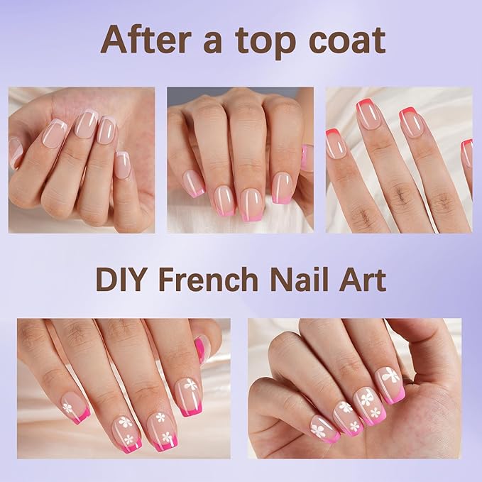 Misssix French Tip Press On Nails, 150Pcs French Gel Nail Tips, Short Square Soft Gel Fake Nails, X-BASIC Tips Starter Kit for Nail Art DIY 15 Sizes