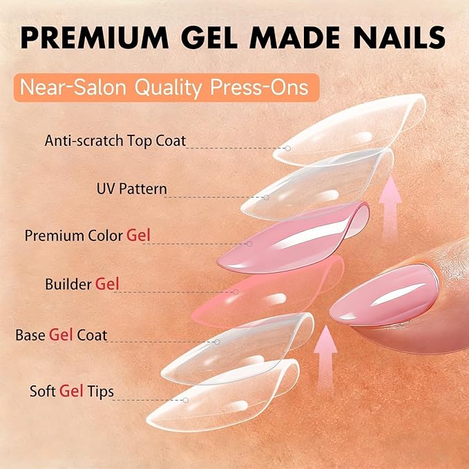 Chrome Baby Pink Press on Nails Short Almond, Glazed Cute Fake Nails with Sparkle Mirror Design, Shiny Glitter Glue on Nails Stiletto, Gel Nail Press ons with Glue for Fingernail 30 Pcs