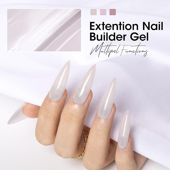 Gellen Builder Nail Gel - 4 Colors Nail Extension Gel Set Nude Gray Brown Purple Hard Gel Builder Nail Strengthener Nail Art Manicure Set