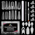 EBANKU Dual Nail Form Kit, 288PCS Poly Nail Gel Forms for French Nails, 12 Styles Dual Forms Silicone Reusable Pads, 5PCS Nail Clips, Gel Brush Pen Nail Files Buffer, Nail Extension Kit for Beginner