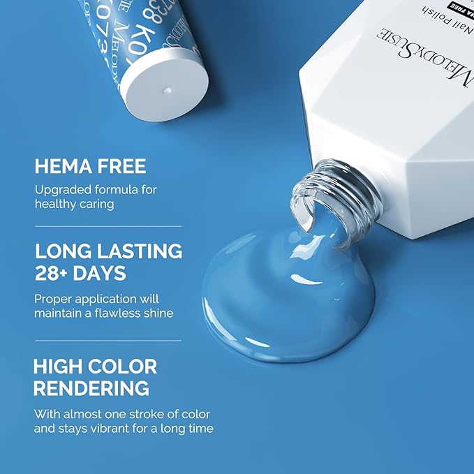 MelodySusie Hema Free Gel Nail Polish, 0.5 Fl Oz Thick Steel Blue Gel Polish, Non-Toxic, Long Lasting, Soak Off UV Nail Polish, Manicure Nail Design Salon DIY Nail Art at Home K0738