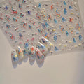 3D Asian Phoenix Nail Art Stickers, Mountain and Floral Design, Blue and Orange