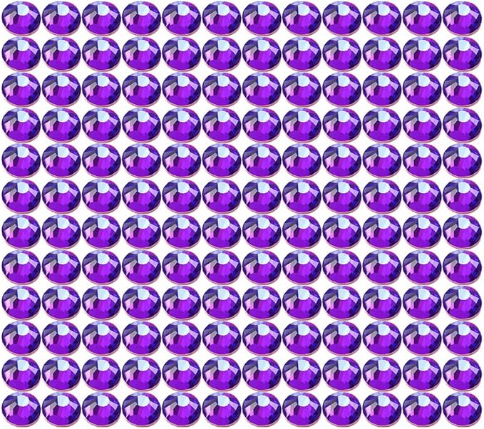 Onwon 1440 Pcs Crystal Flat Back Brilliant Round Rhinestones Glass Stones Glitter Gems Faux Diamond for Craft,Nail Art,Shoes,DIY Decorations (SS3 / 1.4mm, Purple)