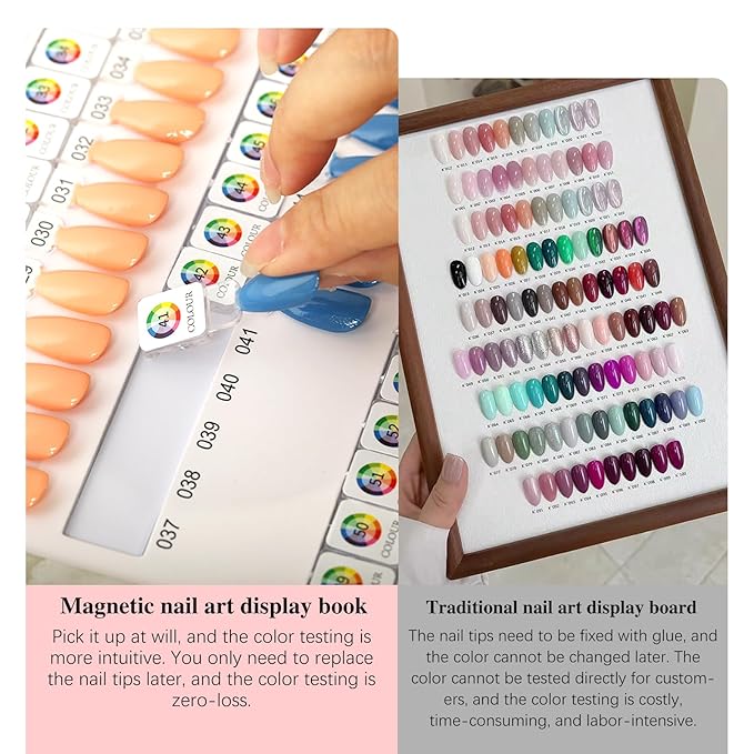 120 Magnetic Nail Color Book,Leather Magnetic Color Display Book with 120 Magnetic Tips & 1-120 Number Labels,Perfect for Nail Polish Nails Art Design(Pink)