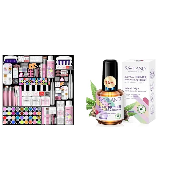 SAVILAND Acrylic Nail Kit with Drill with 2024 Nail Primer No Lift