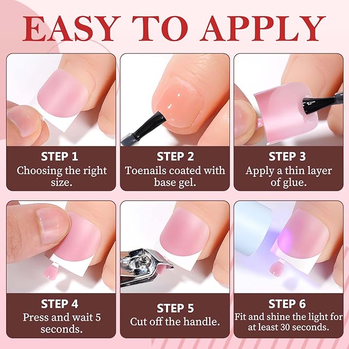 150pc White French Tips Press on Toenails Women Fake Toenail with Glue Tab, Brown Toe Nail Press ons Nails Short Square Fake Toe Nail Tips French Glue on Toenails False Acrylic Toes Nails Kit