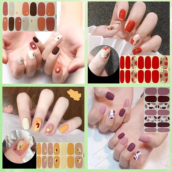 560 Pieces 40 Sheets Vibrant Color Full Nail Wraps Nail Polish Stickers Self-Adhesive Nail Art Decals Nail Polish Strips with Nail File for Women Girls DIY Nail Art Decoration