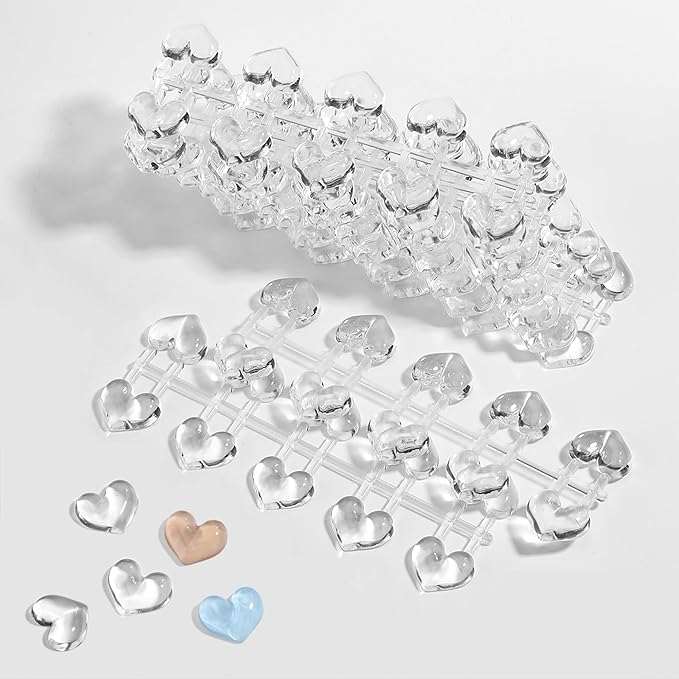 100Pcs Solid Heart Shape Nail Polish Swatches Mini Display Cards Crystal Clear Glass Nail Color Swatch Dots Chart Tips for Nail Salon Training Practicing Beginners Professionals