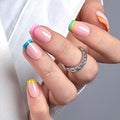 Curvlife Rainbow Short Press On Nails Square Stick On Nails Short Fake Nails Design Glossy Acrylic Nails Stick On Nails Tips Glue On Nails False Nails For Women Nail Kit With Nail Glue