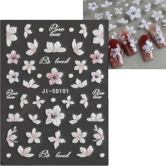 Nail Stickers, 5 Sheets Self-Adhesive Shiny Butterfly Nail Stickers for Nail Art, Diverse Floral Butterfly for Creative DIY Manicures