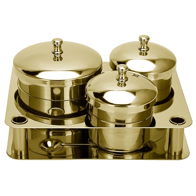 Acrylic Liquid Container 3 PCS Stainless Steel Acrylic Liquid Powder Cup with Lids Dappen Dish Nail Powder Holder Container Nail Art Equipment Tools for Nail Design Tools (Gold)