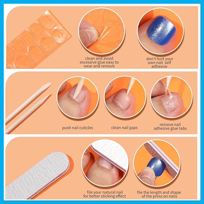 FANDAMEI Press on Toenails, 24 Colors 576PCS Fake Toe Nails Short, French Tip Press ons, Glitter Glossy Matte for Nail Art