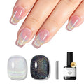 modelones Cat Eye Rainbow Gel Nail Polish Silver Glitter Holographic Glass 9D Cat Eye Gel Polish with Magnet Stick Soak Off U V Nail Lamp Summer Nail Art Top Coat Manicure Salon DIY Home 15 ML