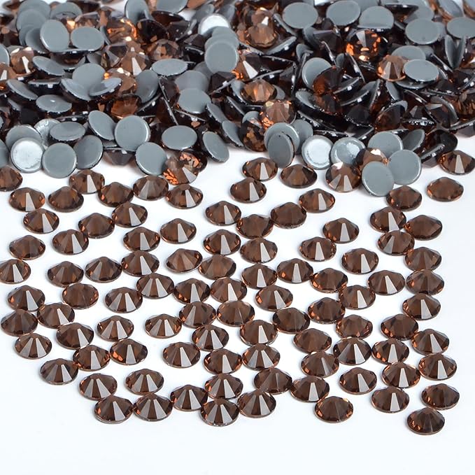 Bymitel Hotfix Crystal Rhinestones Round Gems Iron on DIY Jewelry Making Flat Back for Crafts,Smoked Topaz, 4.8mm(SS20/1440pcs)