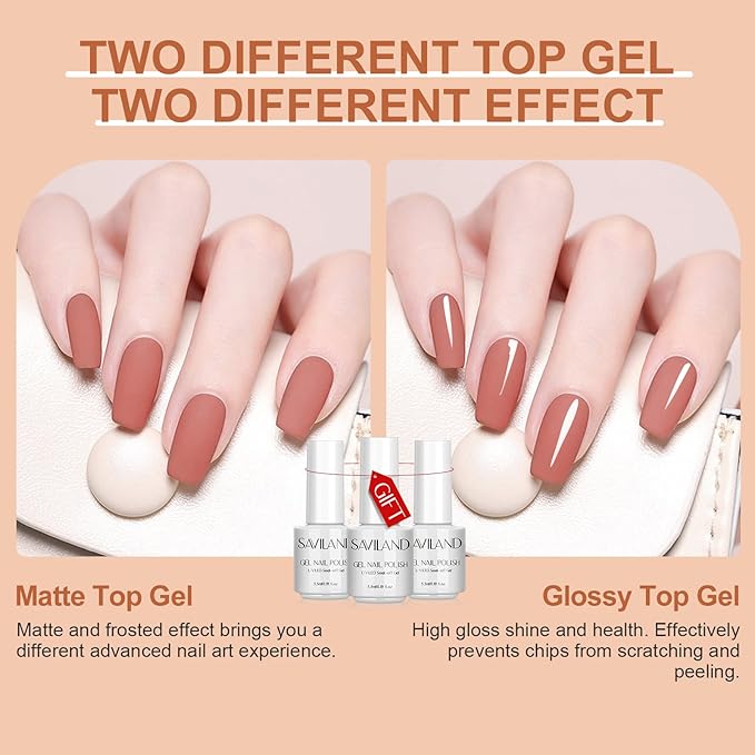 SAVILAND Nail Polish Gel Set: 30 Colors Soak-off Gel Polish Set with Base & Glossy Matte Top Gel French Winter Manicure Nail Art Starter Set for Salon Home & Nice Gifts