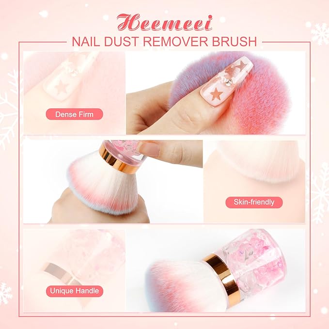 Nail Dust Brush, Nail Art Dust Powder Remover Brush, Pink Soft Dust Brush for Acrylic Nails, Nail Duster Brush Makeup Brushes Manicure Brush Clean Up Tools Nail Art Brush…