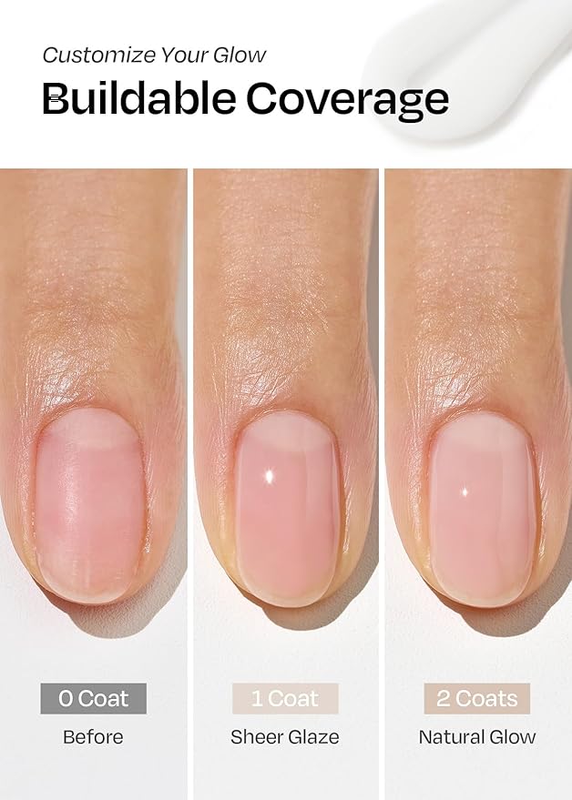ohora Natural Glow Milk Syrup Nail Strengthener (Coconut) - Tinted Nail Hardener for Brittle, Damaged Nails, Quick-Dry Glossy Finish, Nail Repair & Growth, 15 mL