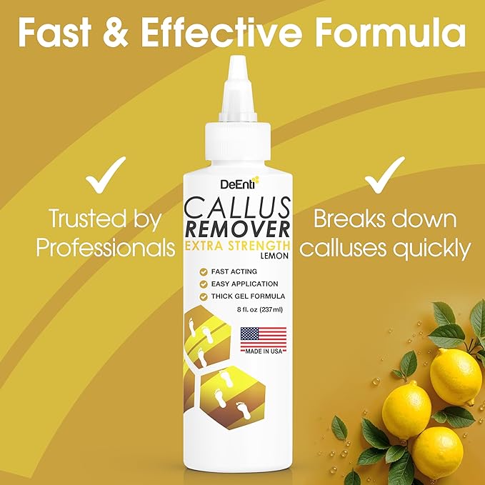 Callus Remover for Feet, Extra Strength Foot Callus Remover Gel, 8oz Salon Grade Home Pedicure Supplies for Dry Skin, Cracked Heel, Professional Strength Foot Care, Lemon