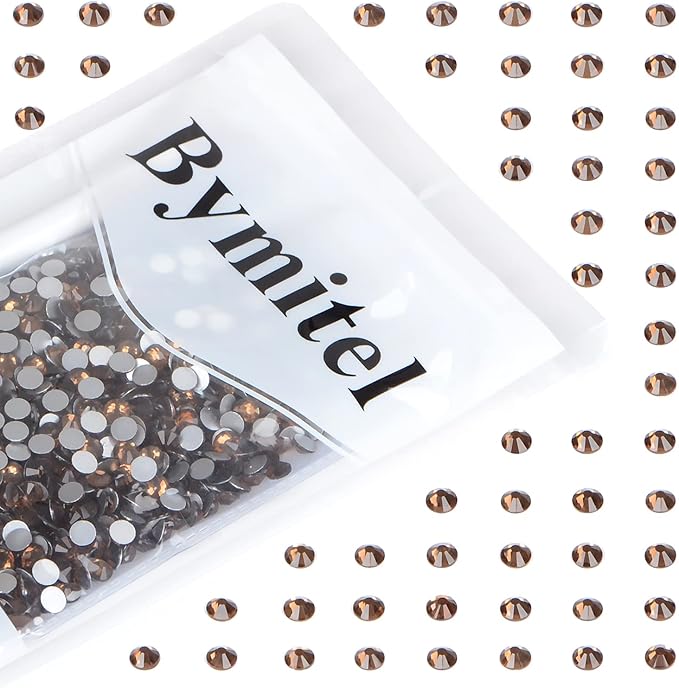 1440PCS Art Nail Rhinestones Non Hotfix Glue Fix Round Crystals Glass Flatback for DIY Jewelry Making with one Picking Pen (ss20 1440pcs, Smoked Topaz)