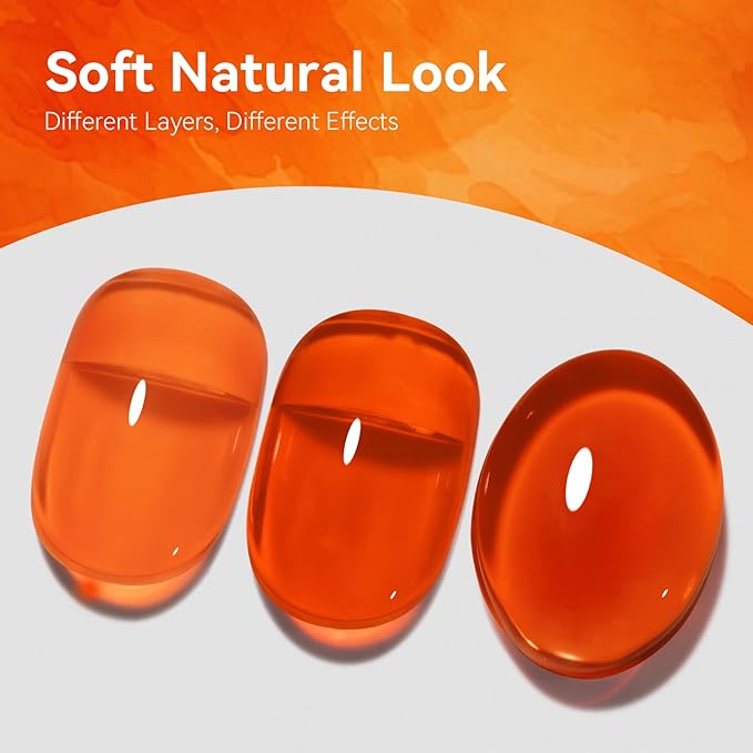 MEGIOR Orange Pumpkin Gel Nail Polish 0.5 Fl Oz Amber Orange Neutral Transparent Colors Soak Off UV LED Lamp Light Cure Gel Polish Kit for Salon and Nail Art Starter Manicure DIY at Home