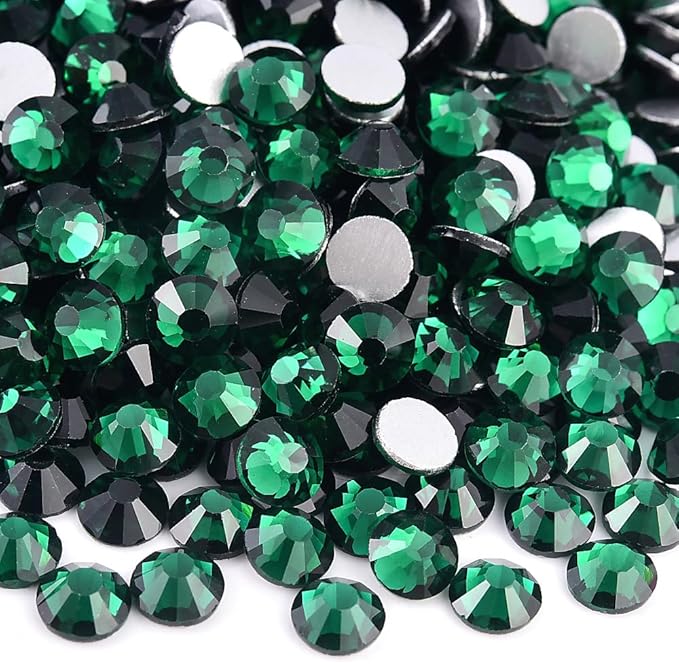 Blinginbox 1440 Pieces SS16/3.8-4mm Flat Back Crystal Rhinestones Round Gems for Nail Art,Emerald