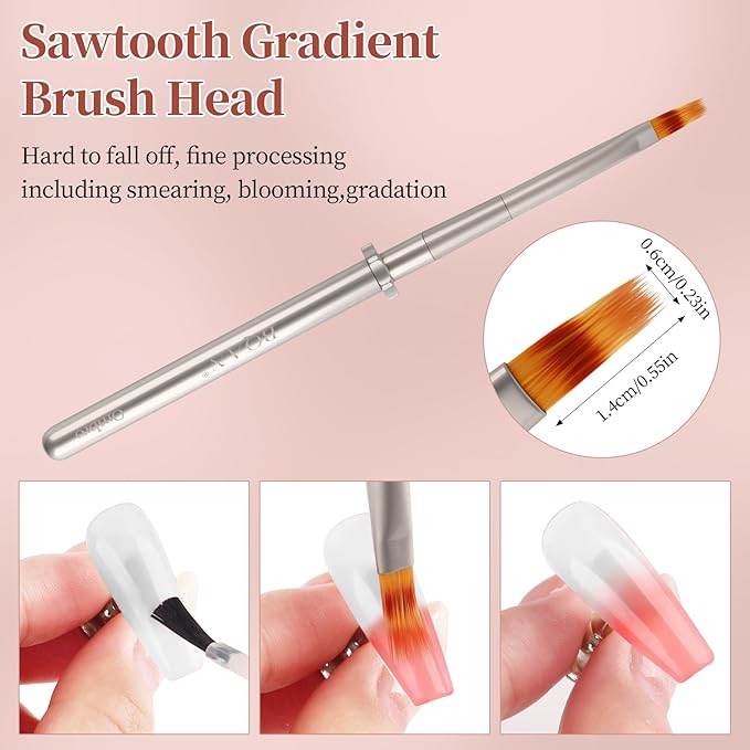 BQAN 1Pcs Nail Ombre Brush Nail Art Gradient Painting Brush With Metal Handle Gel Polish Nails Art Design Pen Salon DIY at Home