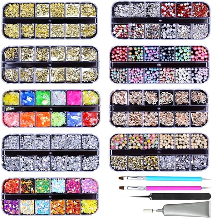 Colorful DIY Resin Rhinestone Kit for Bedazzling, Resin Jelly Rhinestones for Bedazzling, Multicolor 3mm Flatback Gems for Diamond Art 3Pcs Jewelry Glue for Bedazzled Nail Art (13)