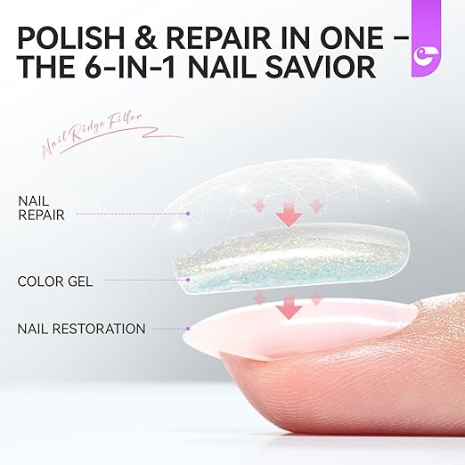 gelike ec Nail Hardener and Strengthener Polish: Glittering Pearl Ridge Filler for Peeling and Weak Nails Fast Dry Nail Growth Treatment Long Lasting Glossy for Women Home DIY