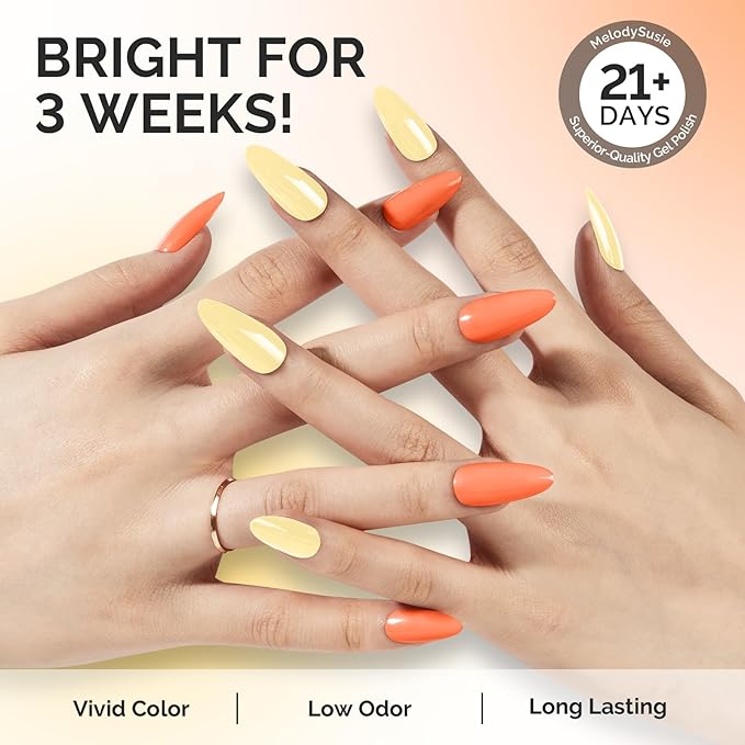 MelodySusie Thick Gel Nail Polish Set- 2 Pcs 15ML Creamy Orange & Yellow Gel Polish Set Soak Off UV LED Christmas Gift for Women Nail Art Manicure Salon DIY Nail Design Decoration at Home