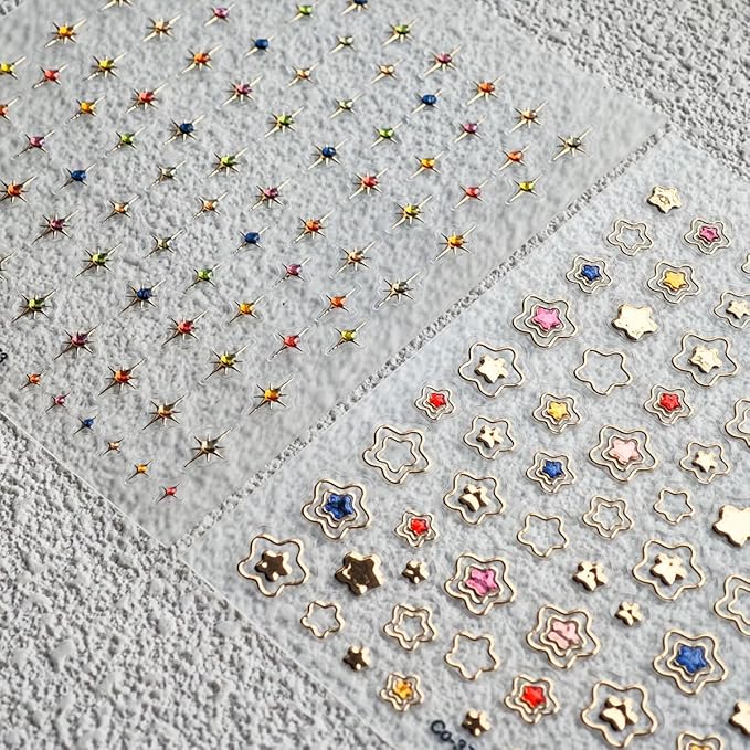 Star Nail Sticker Decals Colorful Nail Decals 5D Embossed with Design Nail Art Stickers Self Adhesive Independence Day Nails Artt Decal for Women Girls Kid Manicure Supply Decoration Accessories
