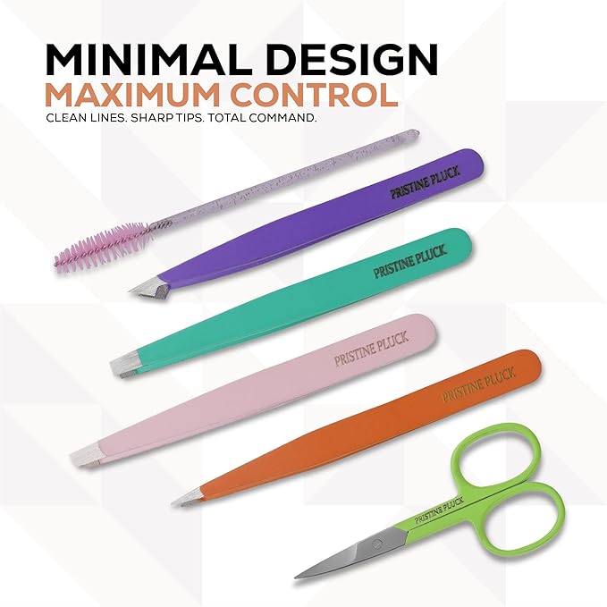 6 Pieces Professional Stainless Steel Tweezers for Eyebrows with Curved Eyebrow Scissors for in Grown Hairs,Precision Tweezers Set for Women & Men Hair Plucker with Fiber Tip
