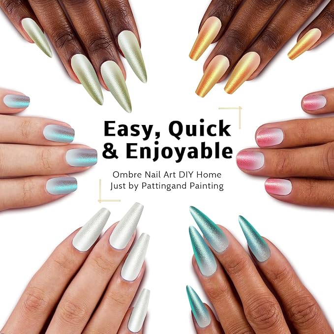 Christmas Pearl Gel Nail Polish, 9 Colors Glitter Ombre Gel Polish Palette Pat Paint Aurora Mermaid Gold Silver Green Pink Sparkle Reflective Holographic, 100Sponges 6Brushes 1Grabber (Set 12)