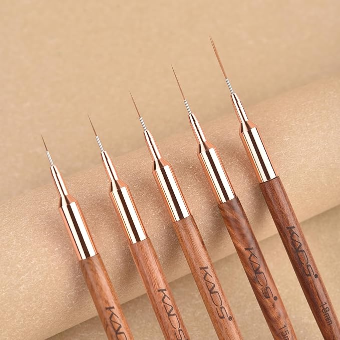 KADS Fine Liner Brush, Nail Art Striping Brushes 6/9/12/15/18mm Thin Line Nail Brush Detail Drawing Brush Gel Nail Polish Brush (15mm)
