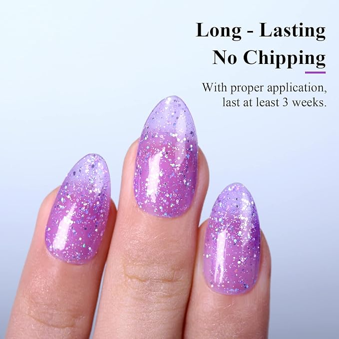 Imtiti Glitter Gel Nail Polish - 0.5 Fl Oz Lavender Purple Soak Off LED UV Manicure Kit for Women Girls - DIY Nail Art Starter