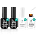 Beetles Base Coat and Top Coat Kit with Nail Dehydrator and Primer, Professional Nail Prep Acid-Free Hema-Free Dehydrate Bond Primer Set for Nail Manicure Gift for Women