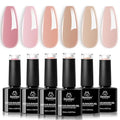 Beetles Builder Gel Set, 6 Colors 7 in 1 Clear Nude Pink Brown Strengthener Gel for Nail Extension & Building Apex Friendly for Beginner Women,UV & LED Lamp Needed