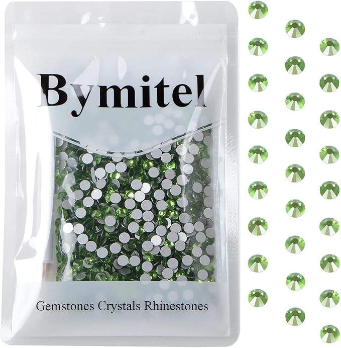 1440PCS Art Nail Rhinestones Non Hotfix Glue Fix Round Crystals Glass Flatback for DIY Jewelry Making with one Picking Pen (ss20 1440pcs, Peridot)
