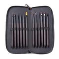 Nail Art Brushes Set, 12 Peices Professional High-end Sandalwood Nail Art Design Pen Painting Tools with Leather Pouch, Nail Art Liner Brush and Nail Dotting Pen for Gel Polish Manicure Salon DIY at Home (Black)