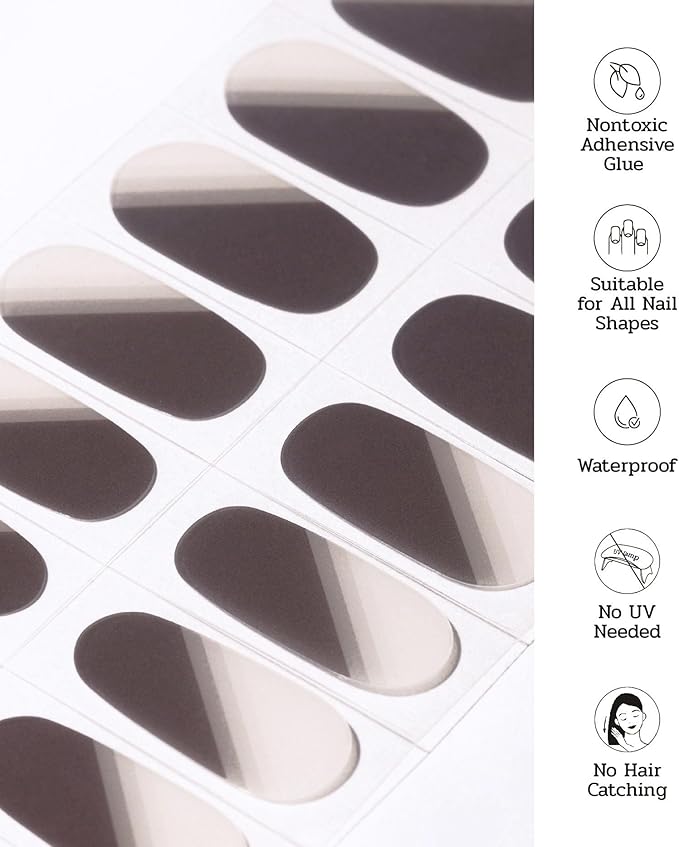 Nail Polish Strips (No UV Lamp Needed) - 22 Pcs Salon Quality Gel Nail Stickers - Long Lasting Wraps (Deep Purple French)