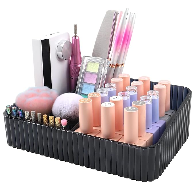 Nail Drill Machine & Bits Storage Box, 10 Holes Transparent Acrylic Drill Bit Holder, Plastic Nail Drill Tool Displayer Holder Case for Nails, Nail Drill Grinding Bit Organizer (Black)