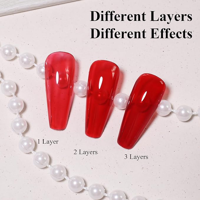 Imtiti Red Jelly Gel Nail Polish, Sheer Translucent UV Gel Polish for Nail Art Soak off UV Led 10ML