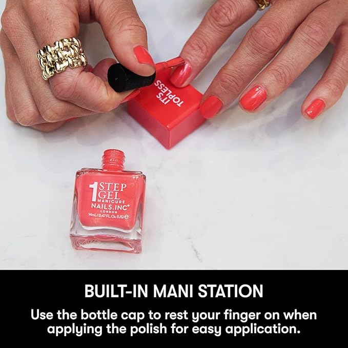 Nails Inc It's Topless Gel-Like Nail Polish, 4-in-1 Base Coat, Treatment, Color & Top Coat, Long Lasting, Strong, Chip Free Nails, Glossy Salon Quality Manicure, Air Dry Nail Polish, Reese, 0.47 Fl Oz